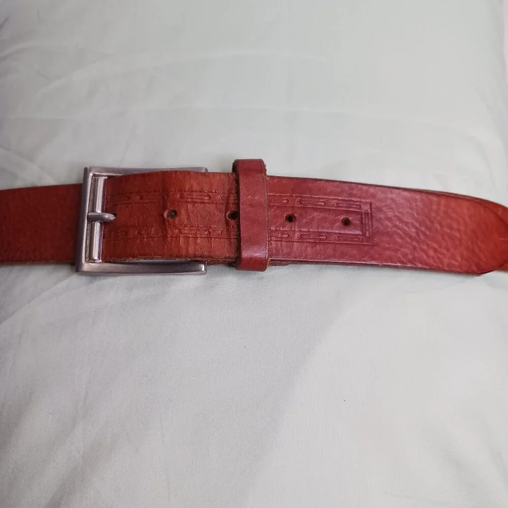 Vintage Milos Brown Leather Men's Belt size 38 Made in Italy